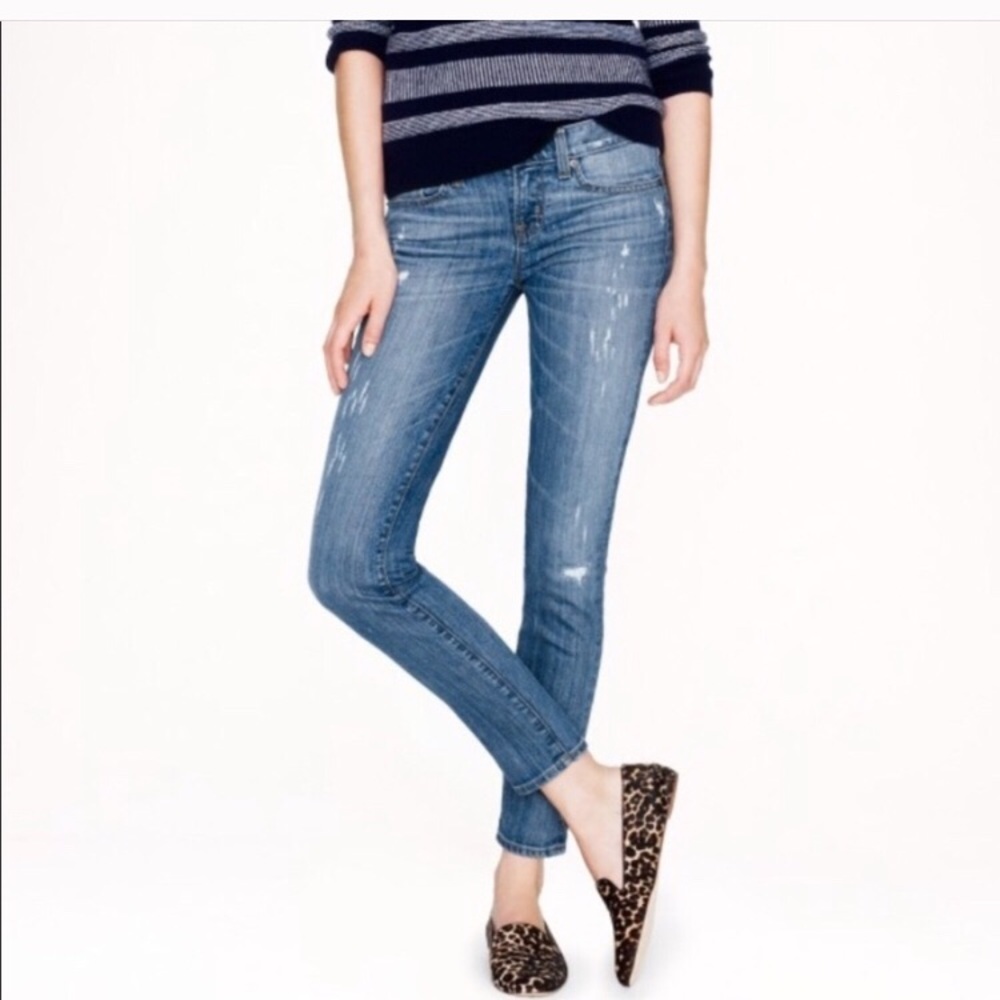 J Crew toothpick ankle distressed skinny jeans